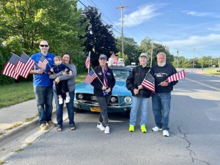 Members of the Plattsburgh Mustang Club always cheer the Vets as they pass down New York Rd. 