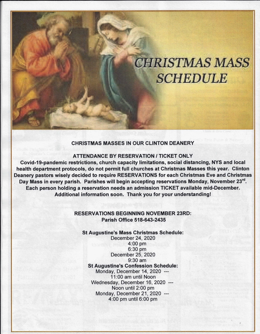 St. Augustine’s Announces Christmas Mass Times and Restrictions The Peru Gazette