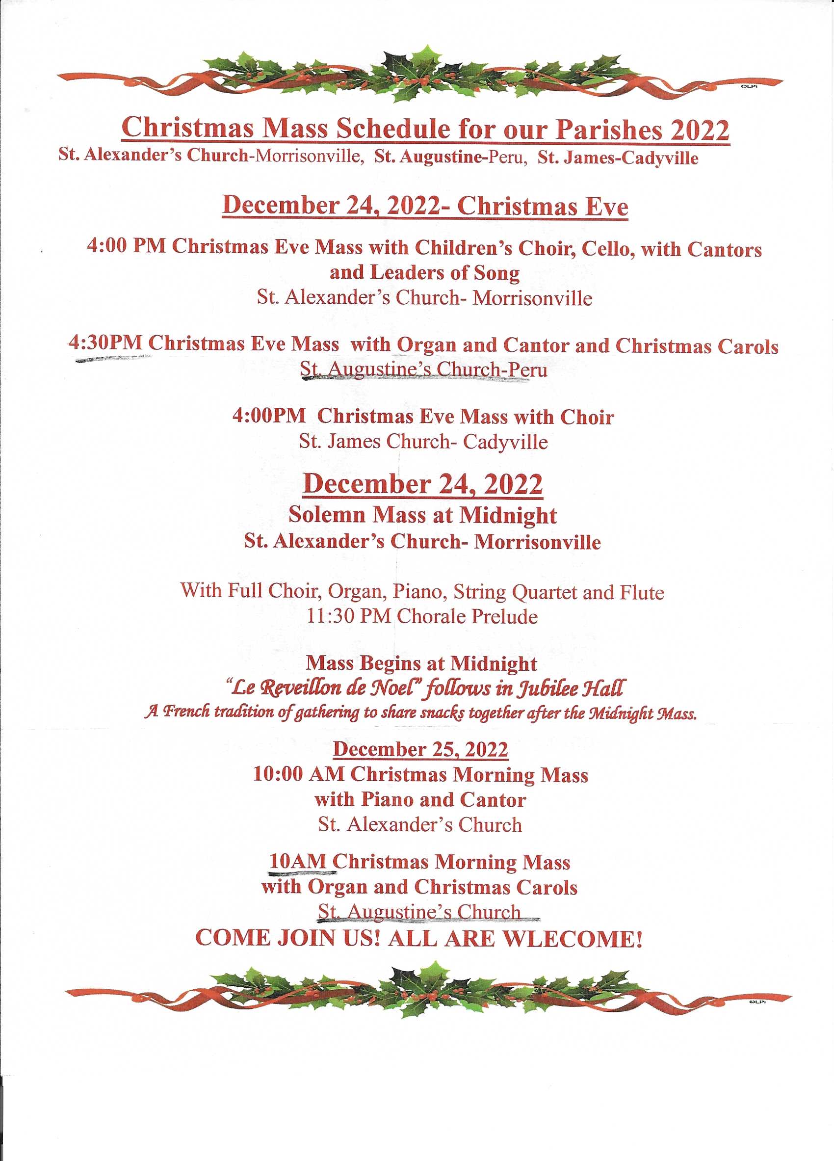 Christmas Schedule The Peru Gazette Christmas schedule the peru gazette